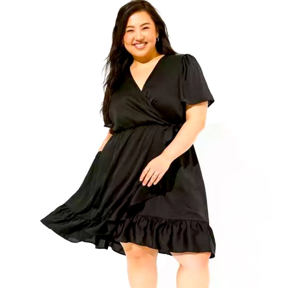 Torrid Mini Bubble Charmeuse Faux Wrap Dress Size 0